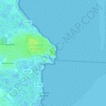 Topografische Karte Citadelle du château d'Oléron, Höhe, Relief