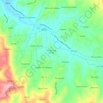Topografische Karte Remessa de Cima, Höhe, Relief