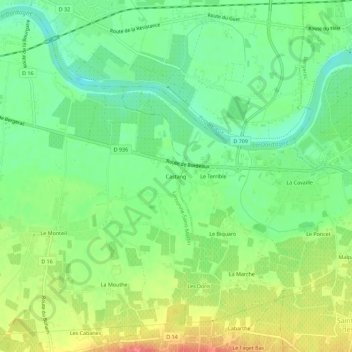 Topografische Karte Castang, Höhe, Relief
