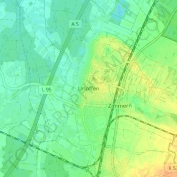 Topografische Karte Urloffen, Höhe, Relief