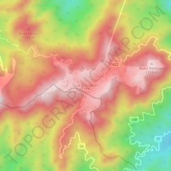 Topografische Karte Fraser's Hill, Höhe, Relief