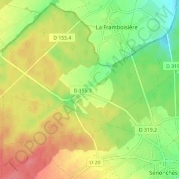 Topografische Karte Tardais, Höhe, Relief