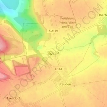 Topografische Karte Etzdorf, Höhe, Relief