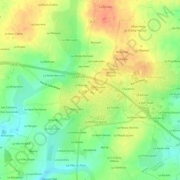Topografische Karte La Bastille, Höhe, Relief