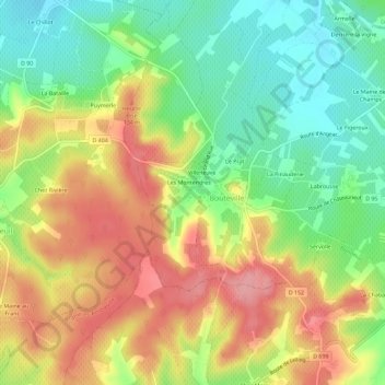 Topografische Karte Les Gauthiers, Höhe, Relief