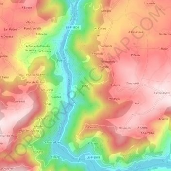 Topografische Karte Bexán, Höhe, Relief