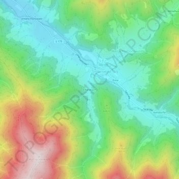Topografische Karte Ettersbach, Höhe, Relief