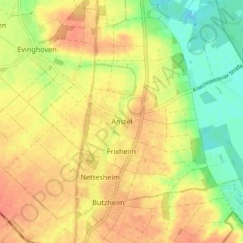 Topografische Karte Anstel, Höhe, Relief