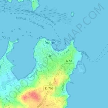 Topografische Karte Le Raz, Höhe, Relief