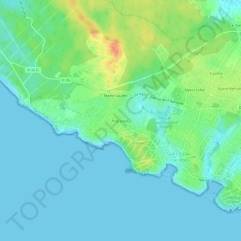 Topografische Karte Puyraveau, Höhe, Relief