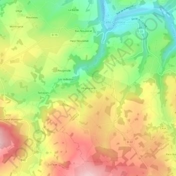 Topografische Karte Villemalard, Höhe, Relief