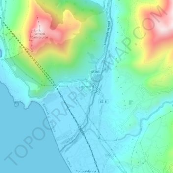 Topografische Karte Castrocucco, Höhe, Relief