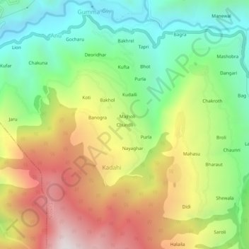 Topografische Karte Chundli, Höhe, Relief