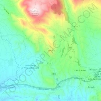 Topografische Karte Veroli, Höhe, Relief