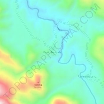 Topografische Karte Pasir Tengah, Höhe, Relief