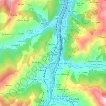 Topografische Karte Cuarteles de Dóriga, Höhe, Relief