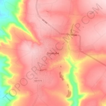 Topografische Karte Goiatuba, Höhe, Relief