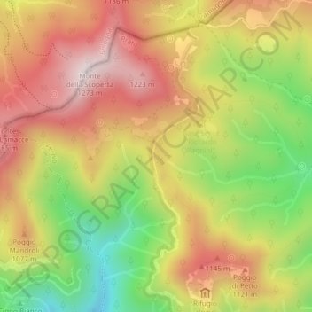 Topografische Karte Alpe di Cavarzano, Höhe, Relief