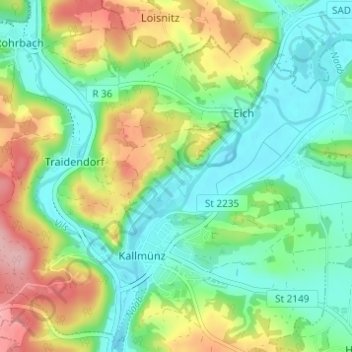 Topografische Karte Zaar, Höhe, Relief