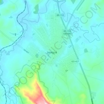 Topografische Karte Jaraguá, Höhe, Relief