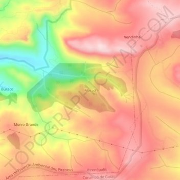Topografische Karte Macoã, Höhe, Relief