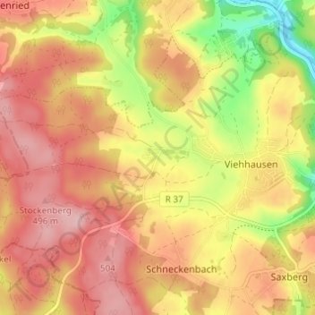 Topografische Karte Kohlstadt, Höhe, Relief