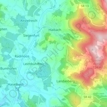 Topografische Karte Semmersdorf, Höhe, Relief
