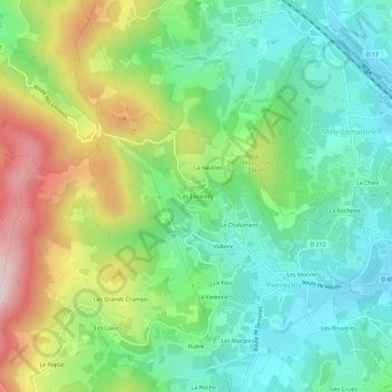 Topografische Karte Les Enceints, Höhe, Relief