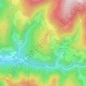 Topografische Karte Arzberg, Höhe, Relief