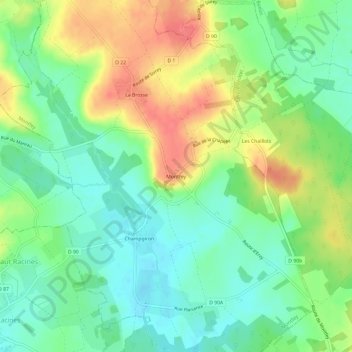 Topografische Karte Montfey, Höhe, Relief