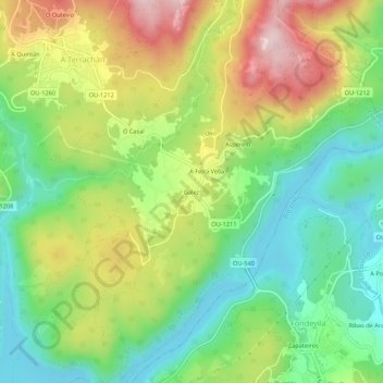 Topografische Karte Galez, Höhe, Relief