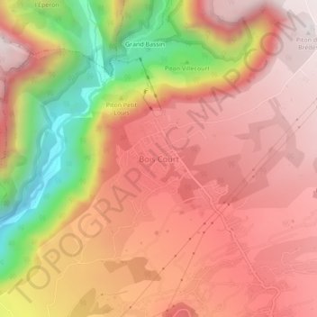 Topografische Karte Bois Court, Höhe, Relief