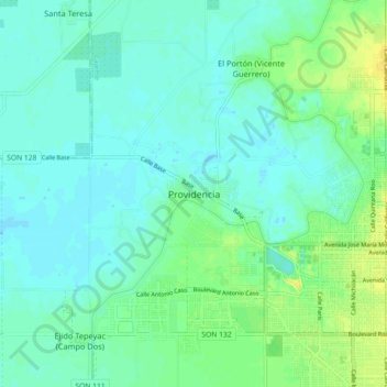 Topografische Karte Providencia, Höhe, Relief