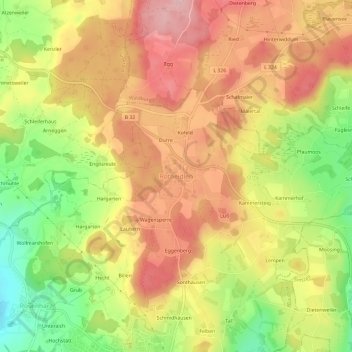 Topografische Karte Rotheidlen, Höhe, Relief