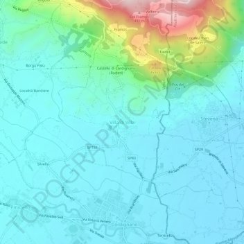 Topografische Karte Villa di Villa, Höhe, Relief