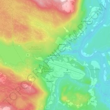 Topografische Karte Bardufoss, Höhe, Relief