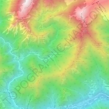 Topografische Karte Valbella Superiore, Höhe, Relief