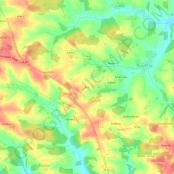 Topografische Karte Rigl, Höhe, Relief