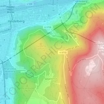 Topografische Karte Sprunghöhe, Höhe, Relief