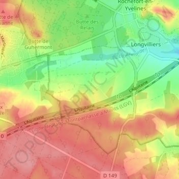 Topografische Karte Reculet, Höhe, Relief