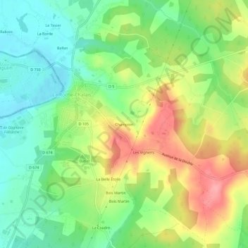 Topografische Karte Champion, Höhe, Relief