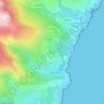 Topografische Karte Poretto, Höhe, Relief