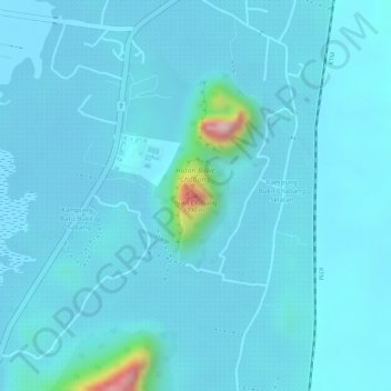 Topografische Karte Bukit Chabang, Höhe, Relief