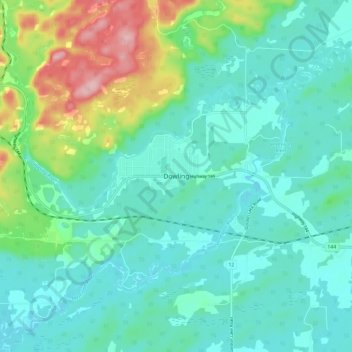 Topografische Karte Dowling, Höhe, Relief