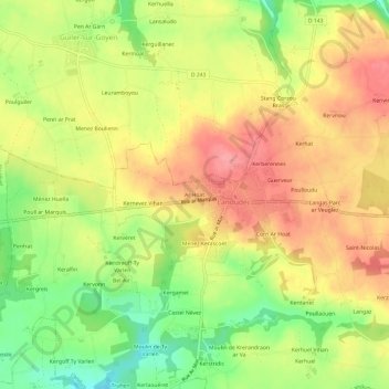 Topografische Karte Ar Hoat, Höhe, Relief