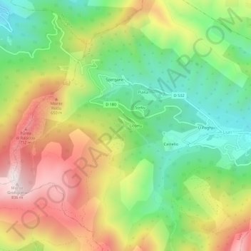 Topografische Karte Fieno, Höhe, Relief