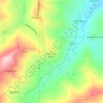 Topografische Karte Torrione, Höhe, Relief