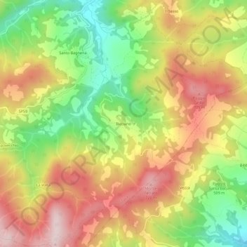 Topografische Karte Bicciano, Höhe, Relief