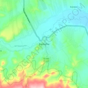 Topografische Karte Barbalha, Höhe, Relief