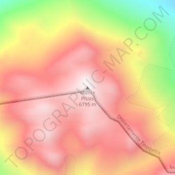 Topografische Karte Monte Pissis, Höhe, Relief